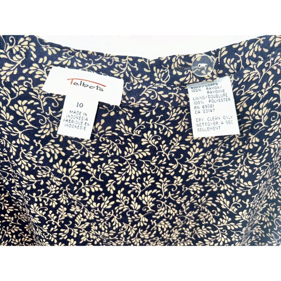 Women's Vintage Talbots Blue Beige Rayon Floral Midi Skirt Size 10 - Picture 5 of 7